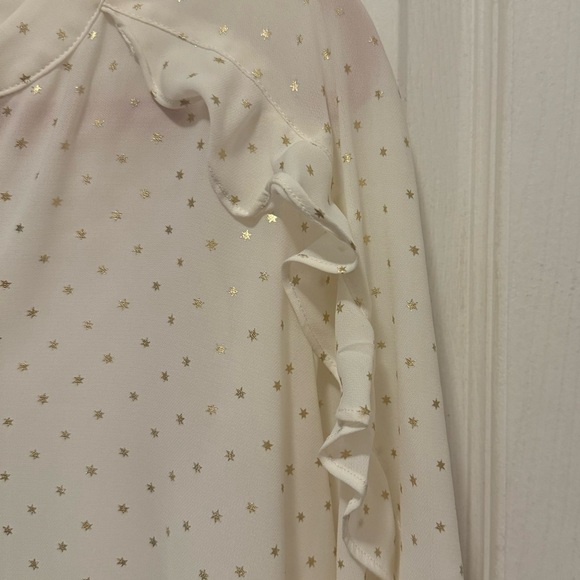Michael Kors Semi Sheer Blouse with Ruffle Shoulders Detail - Picture 3 of 5